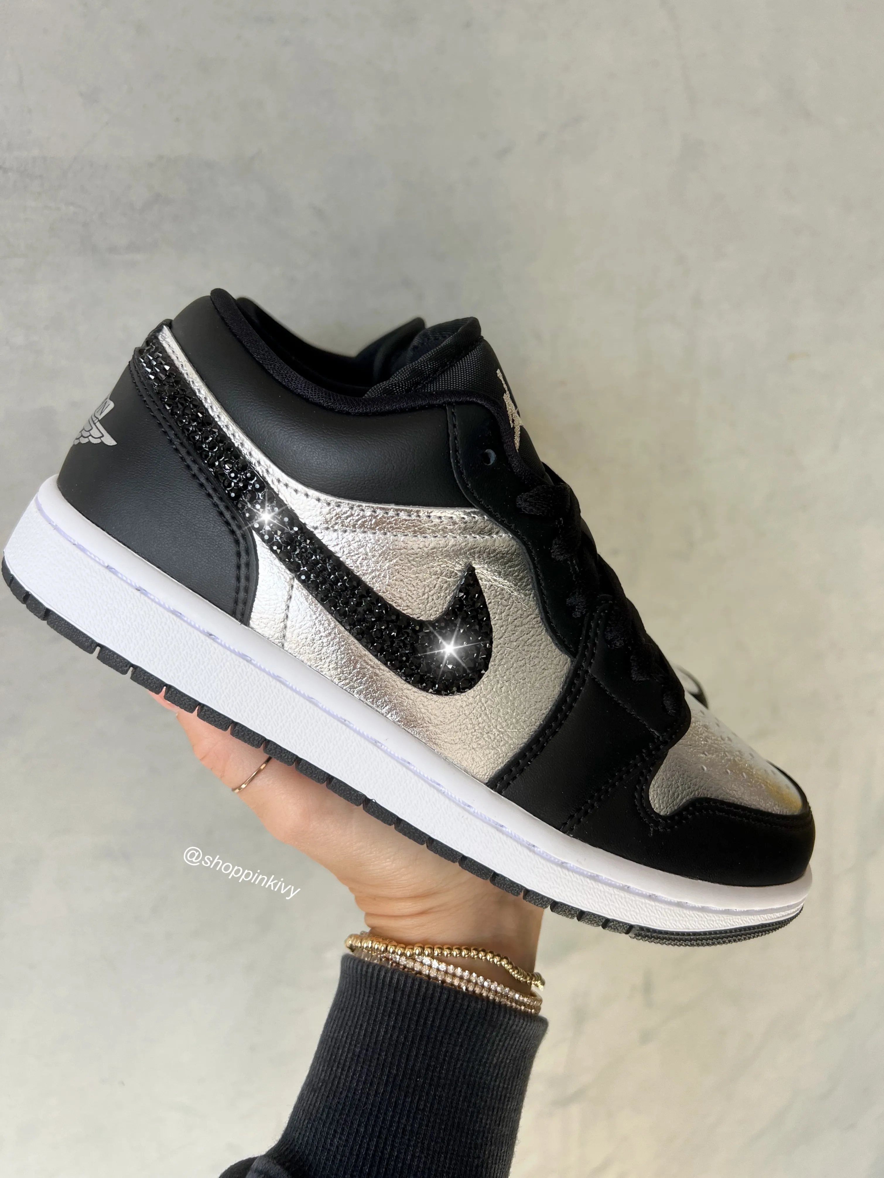 Metallic Swarovski Women’s Air Jordan 1 Low Shoes