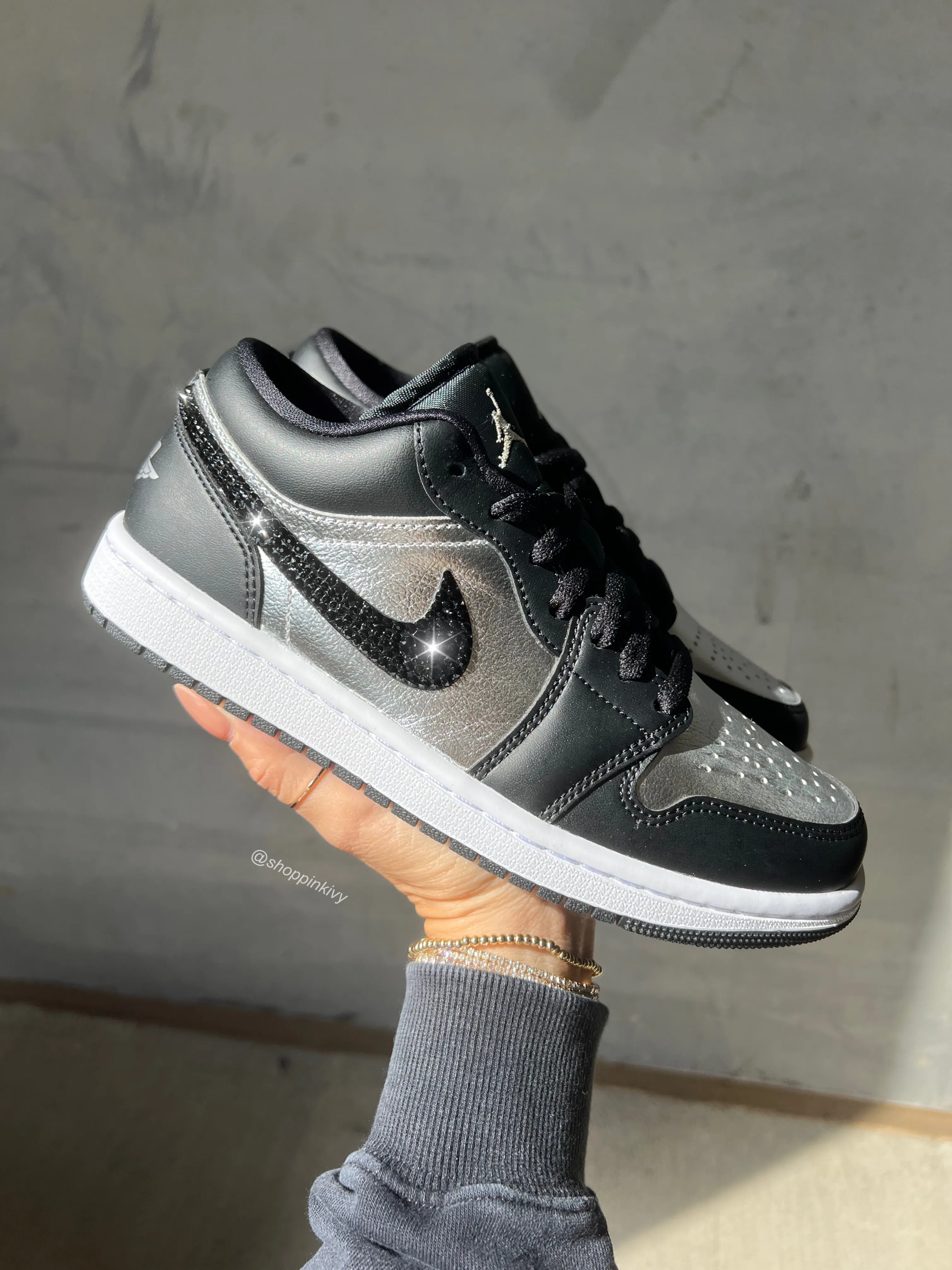 Metallic Swarovski Women’s Air Jordan 1 Low Shoes