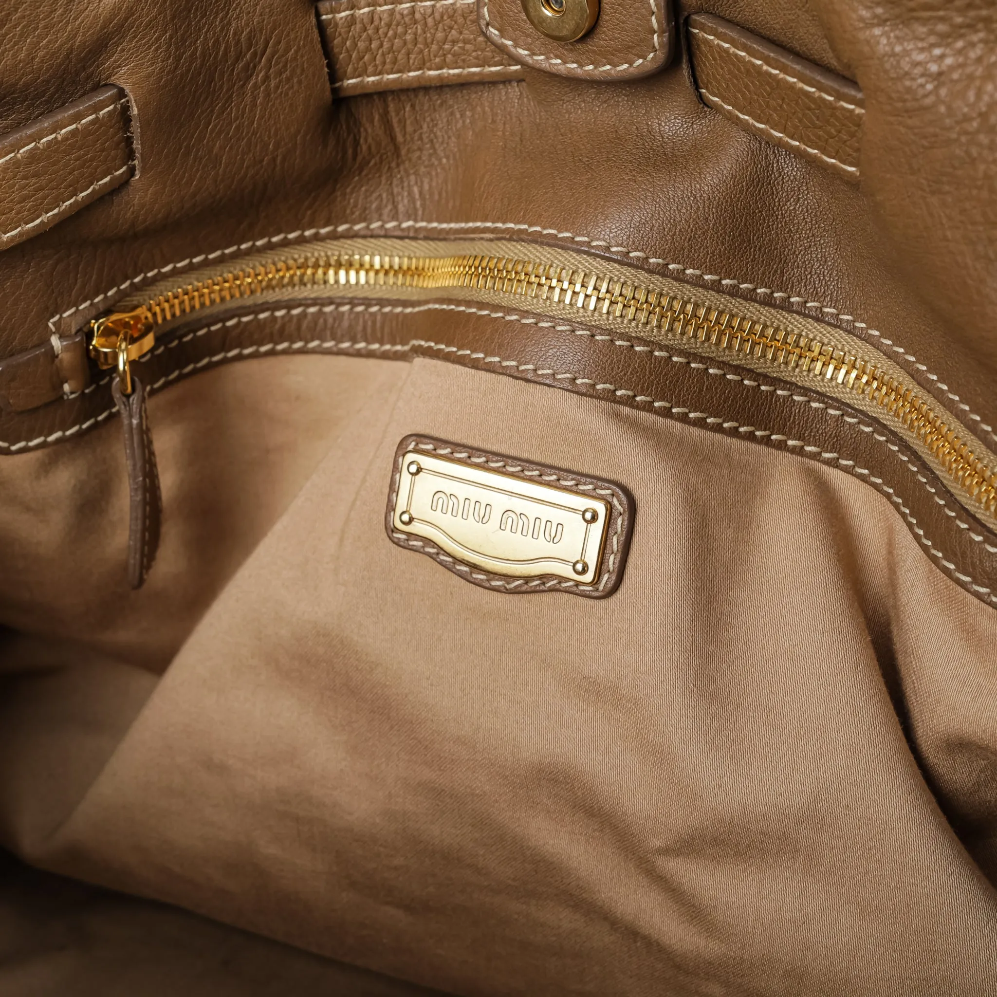 MIU MIU Handbag - Taupe Leather