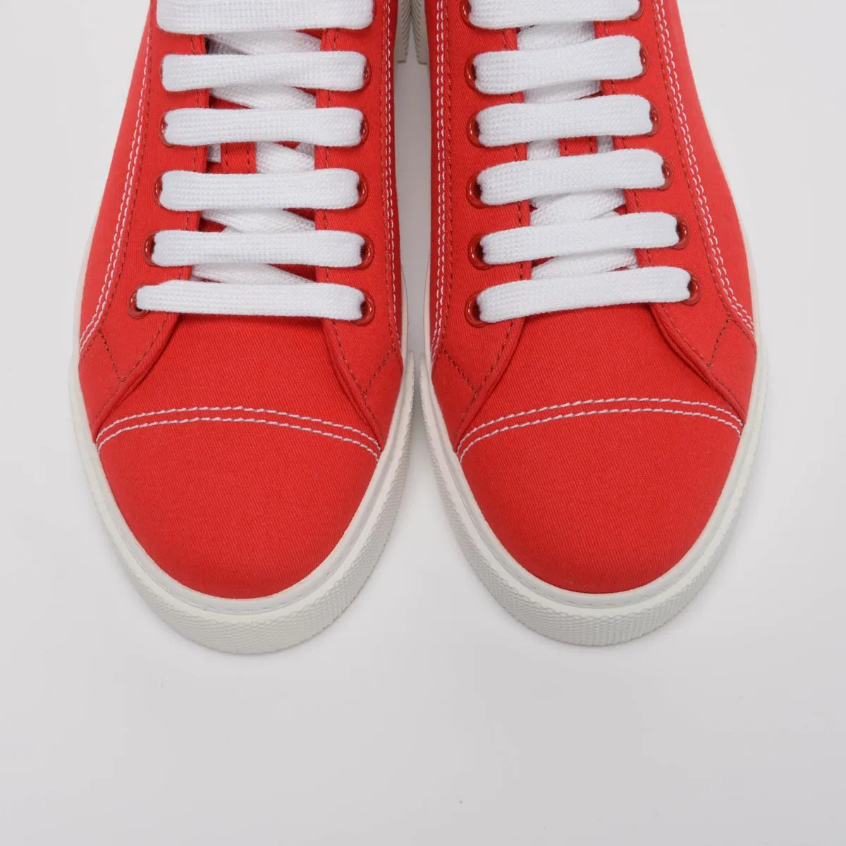 Miu Miu Red & White Canvas Sneakers