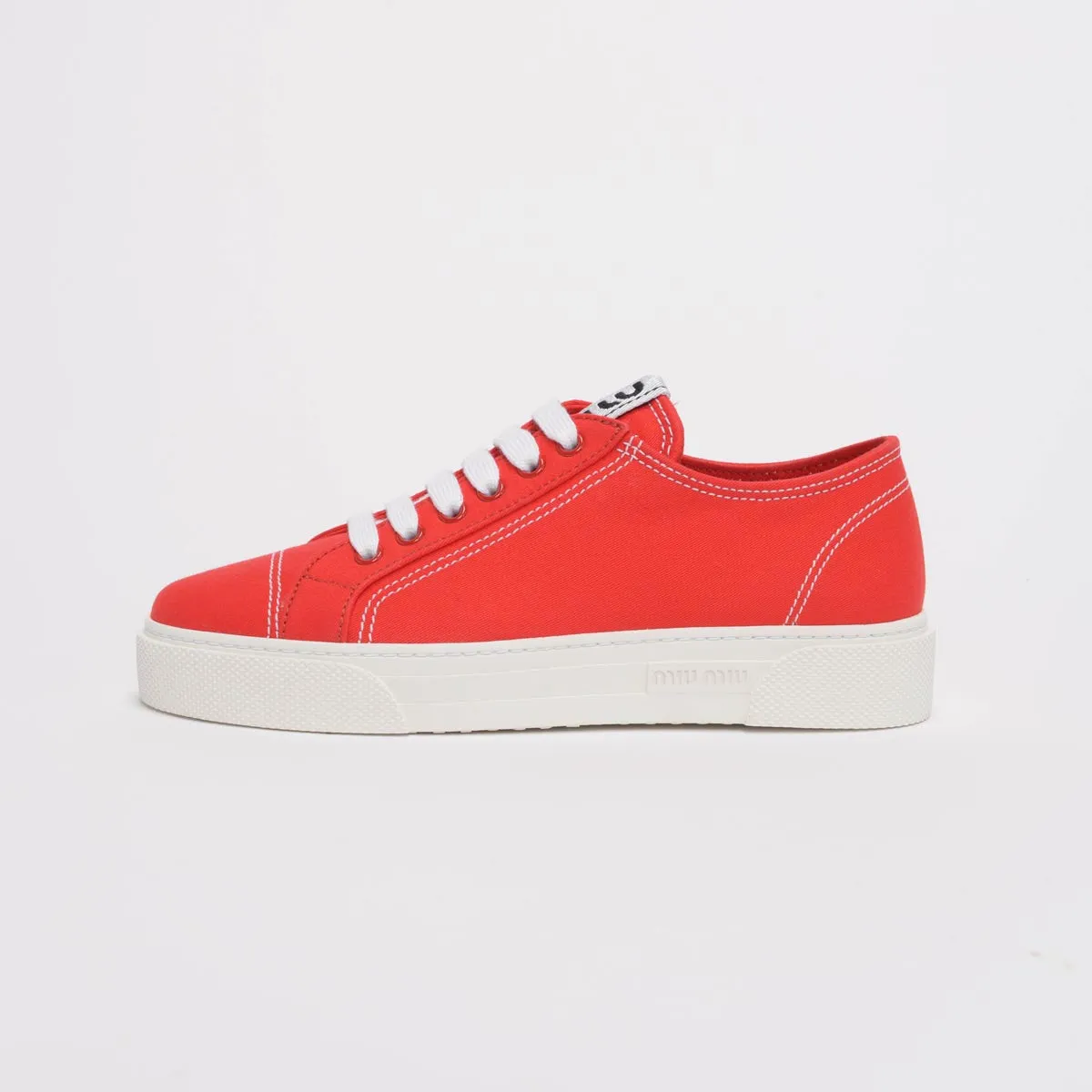 Miu Miu Red & White Canvas Sneakers