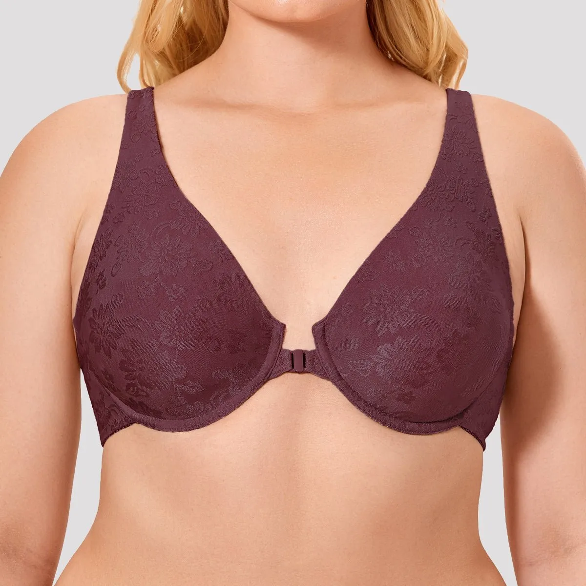 Nature Look Seamless Plunge Underwire Comfortable Wine Bra