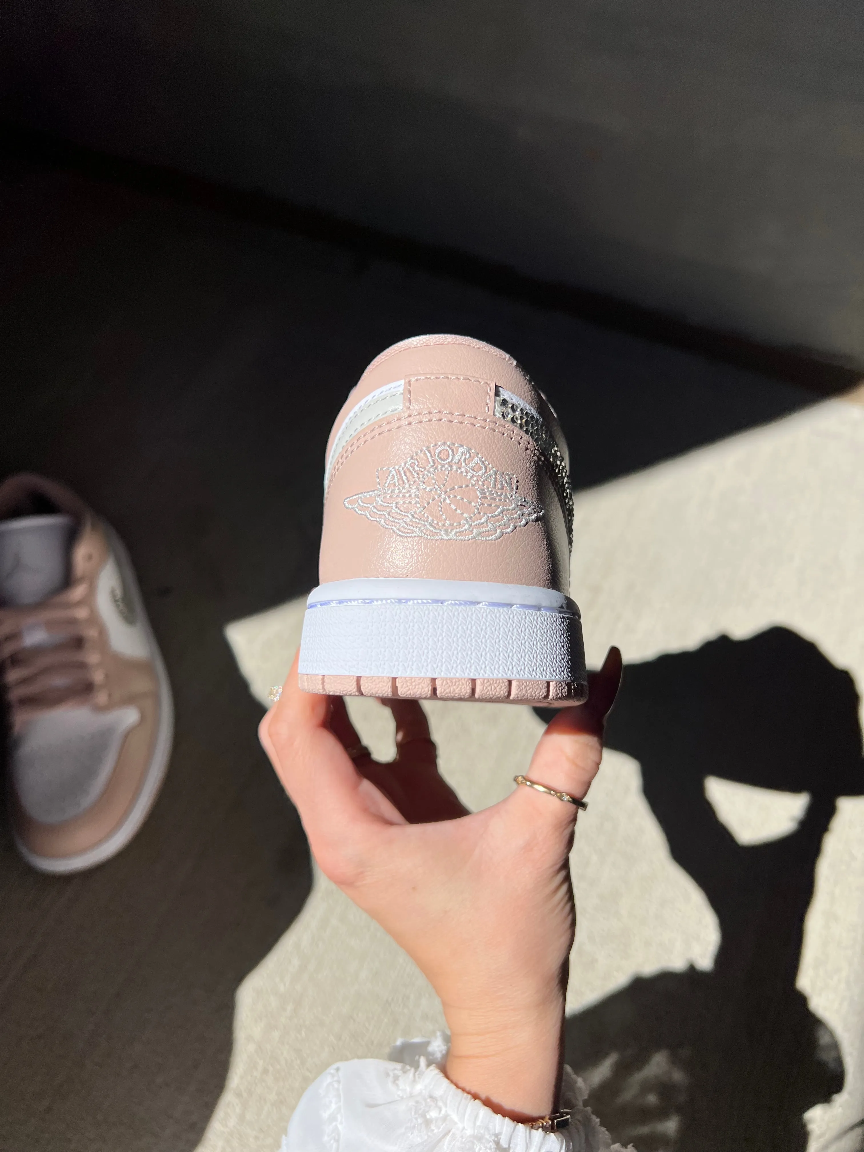 Nude Swarovski Women’s Air Jordan 1 Low Shoes