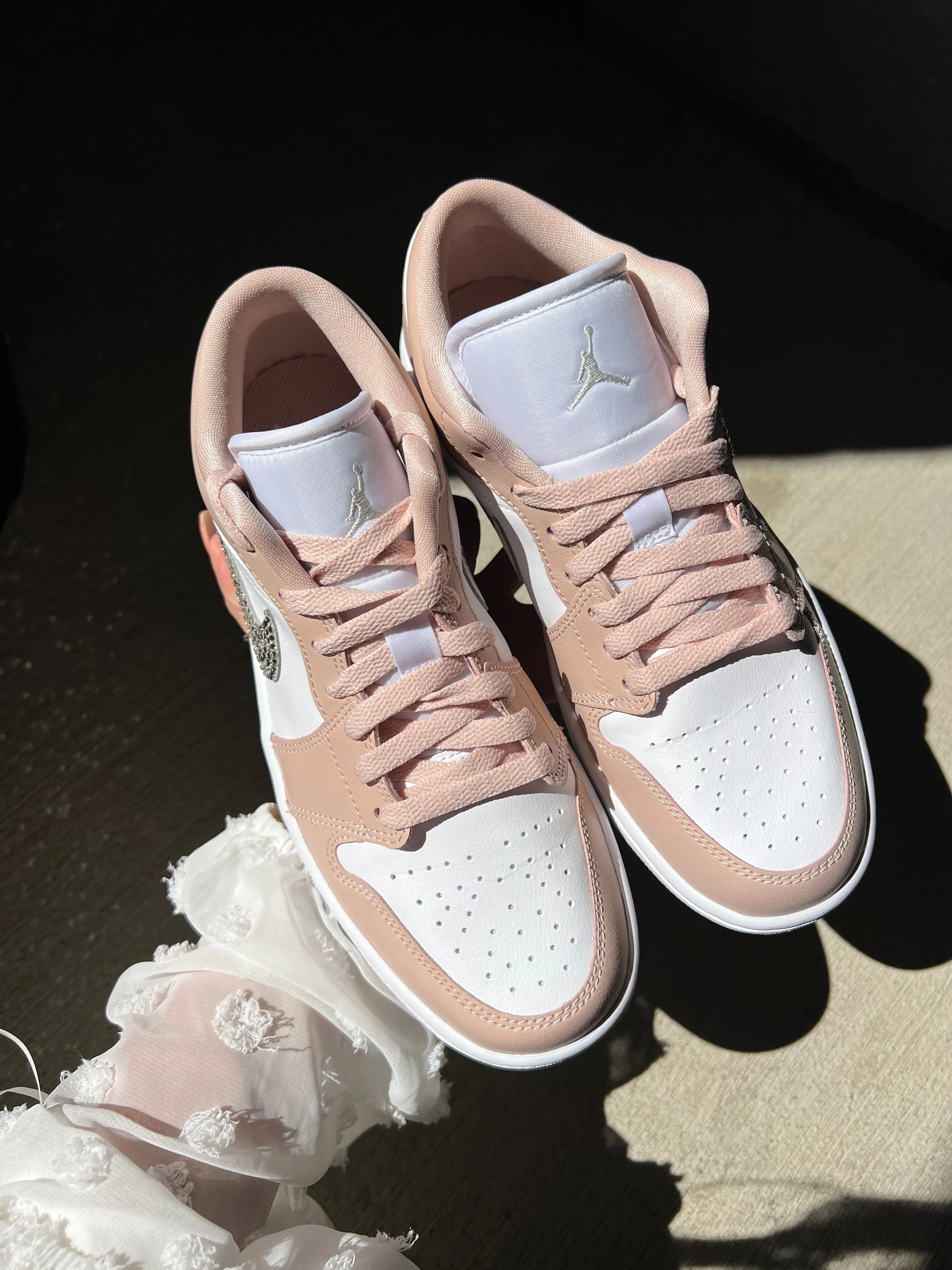 Nude Swarovski Women’s Air Jordan 1 Low Shoes