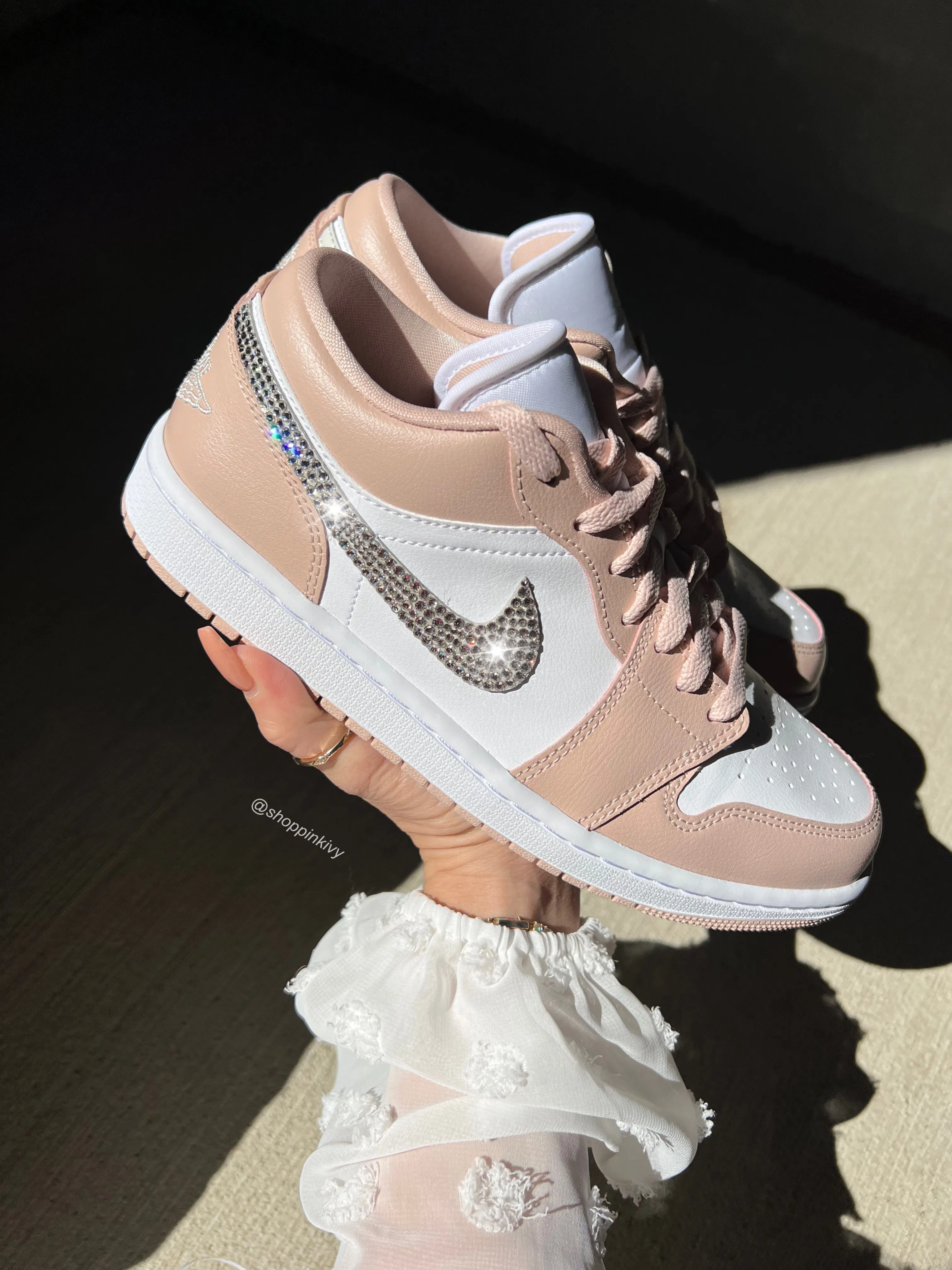 Nude Swarovski Women’s Air Jordan 1 Low Shoes