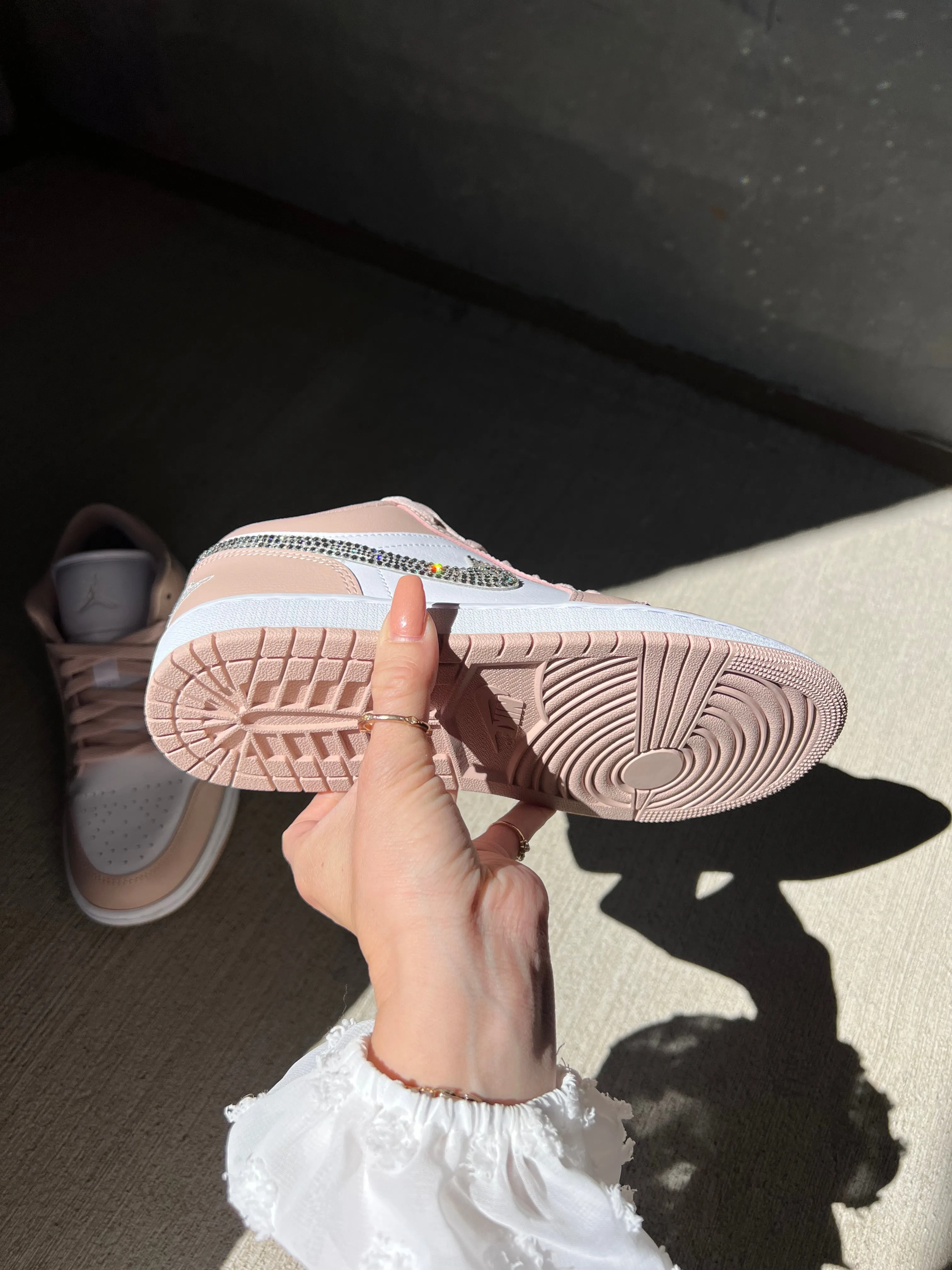 Nude Swarovski Women’s Air Jordan 1 Low Shoes