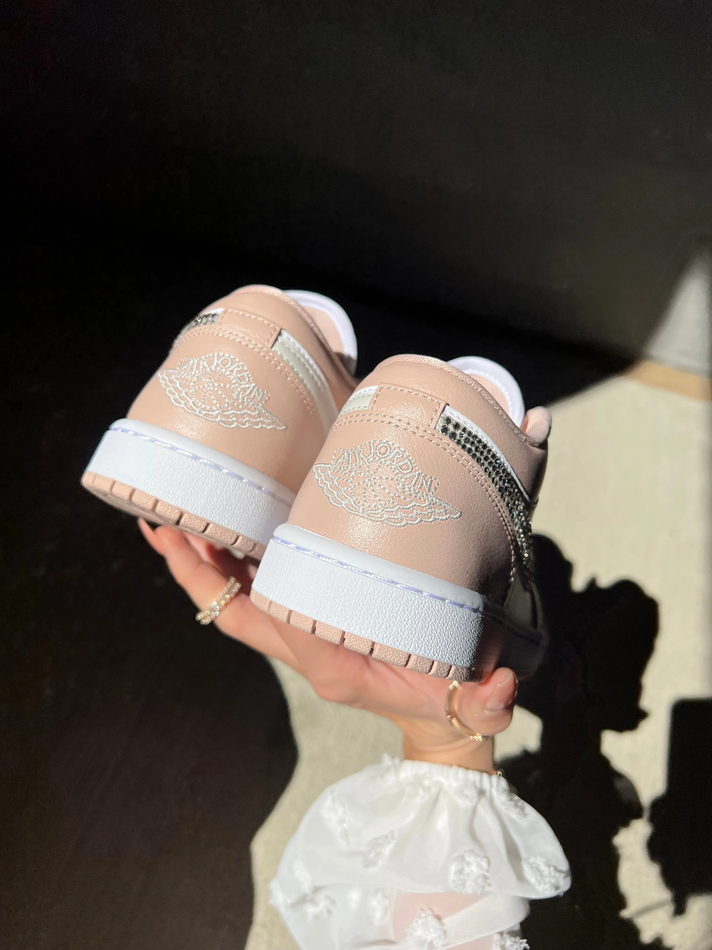 Nude Swarovski Women’s Air Jordan 1 Low Shoes