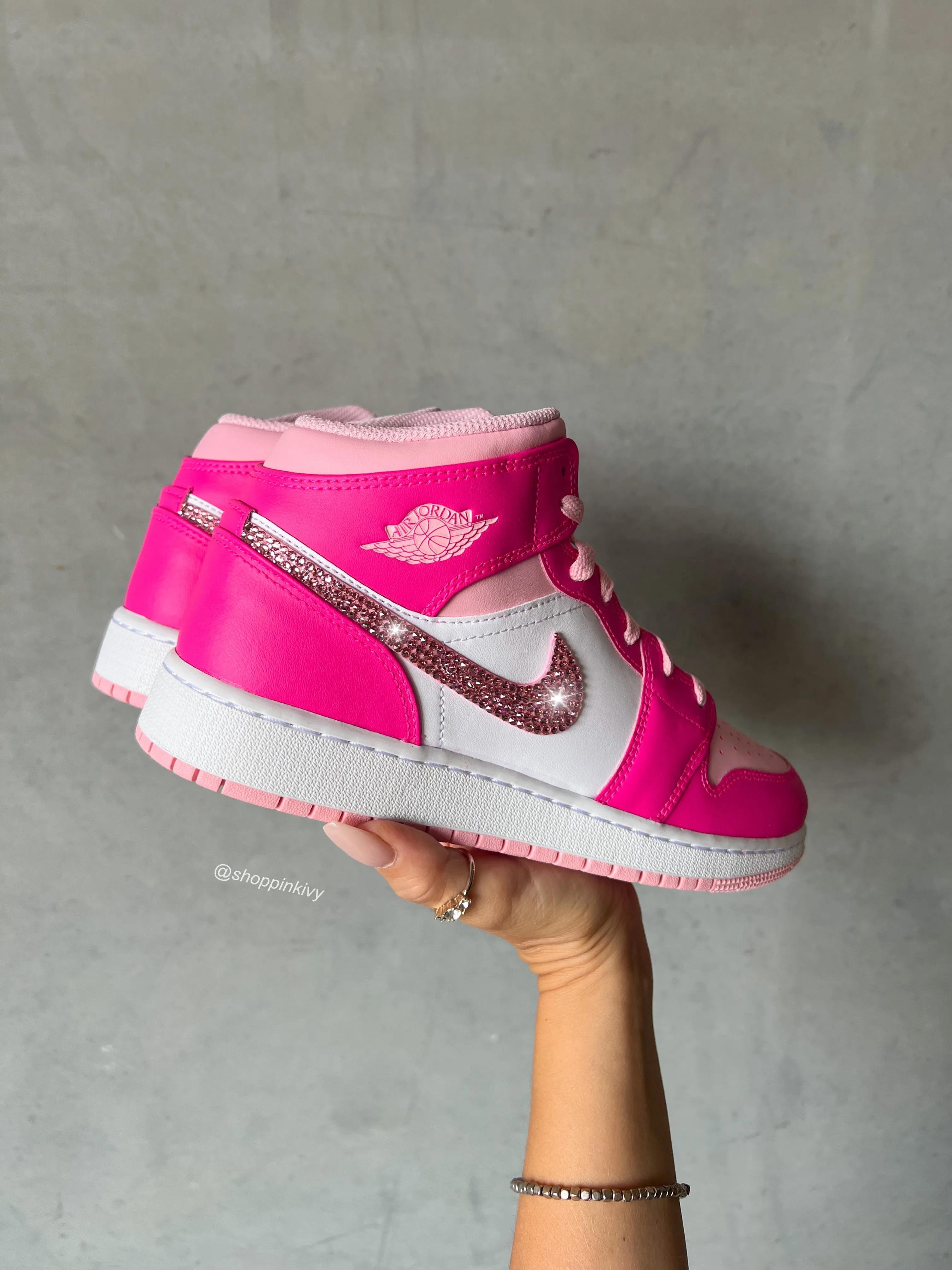 Pink Swarovski Women’s Air Jordan 1 Mid Shoes