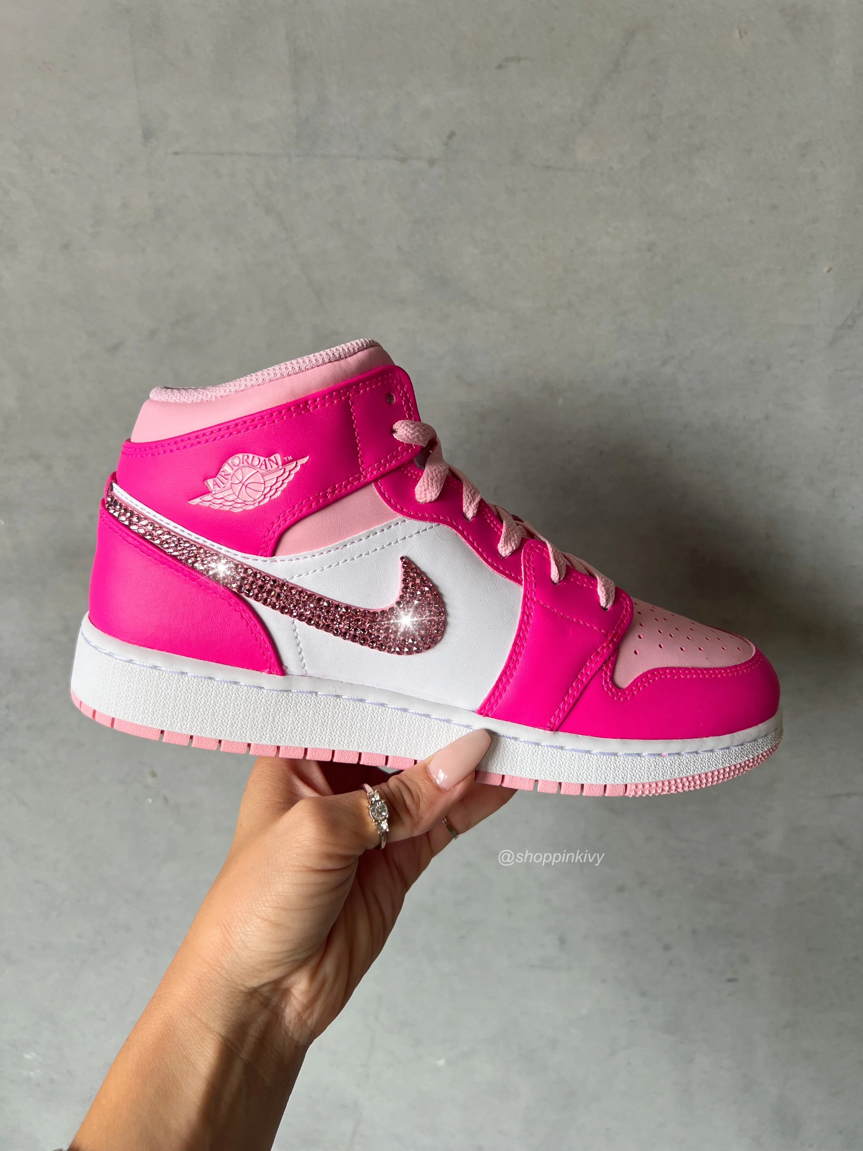 Pink Swarovski Women’s Air Jordan 1 Mid Shoes