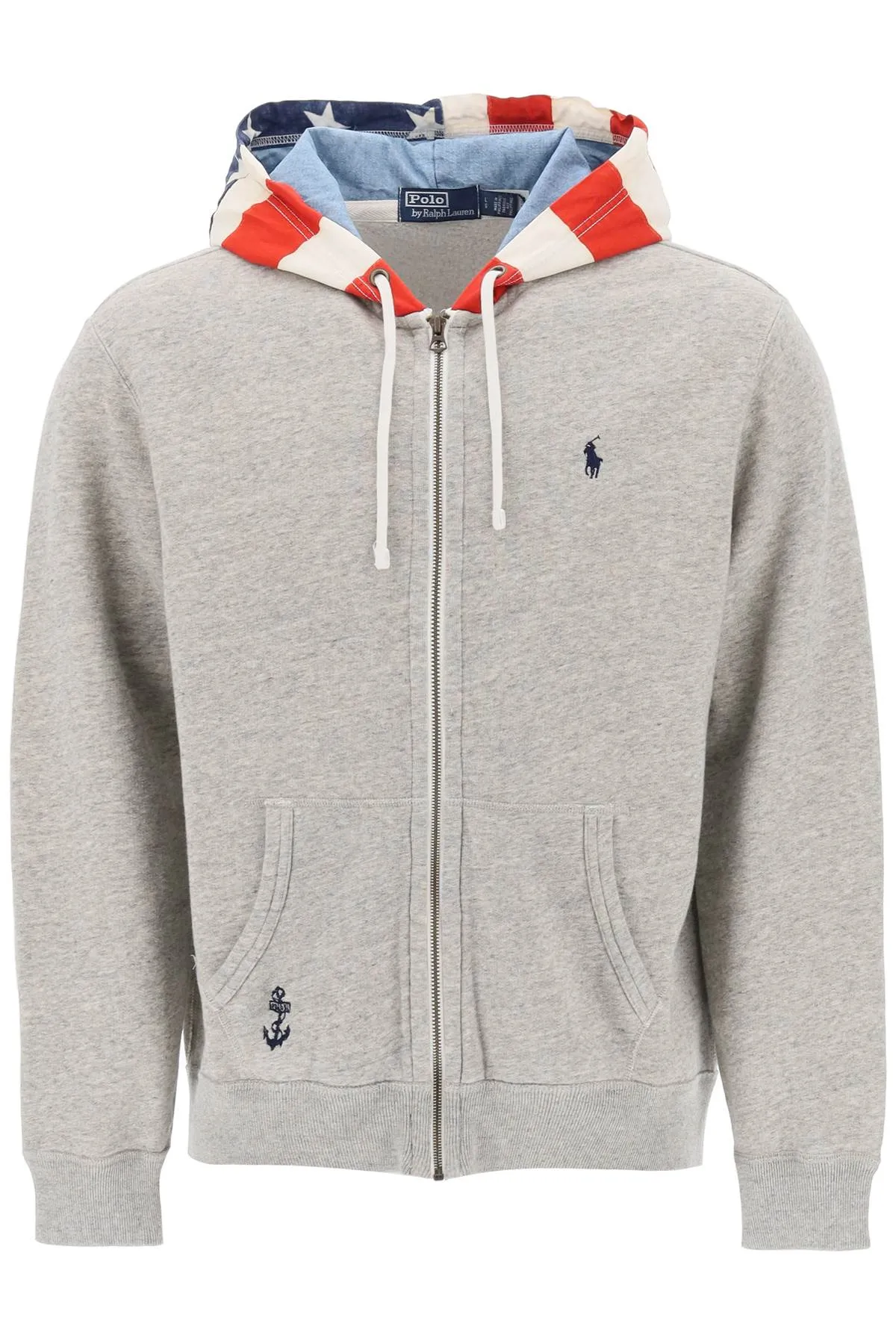 Polo ralph lauren sweatshirt with zipper and hood with flag