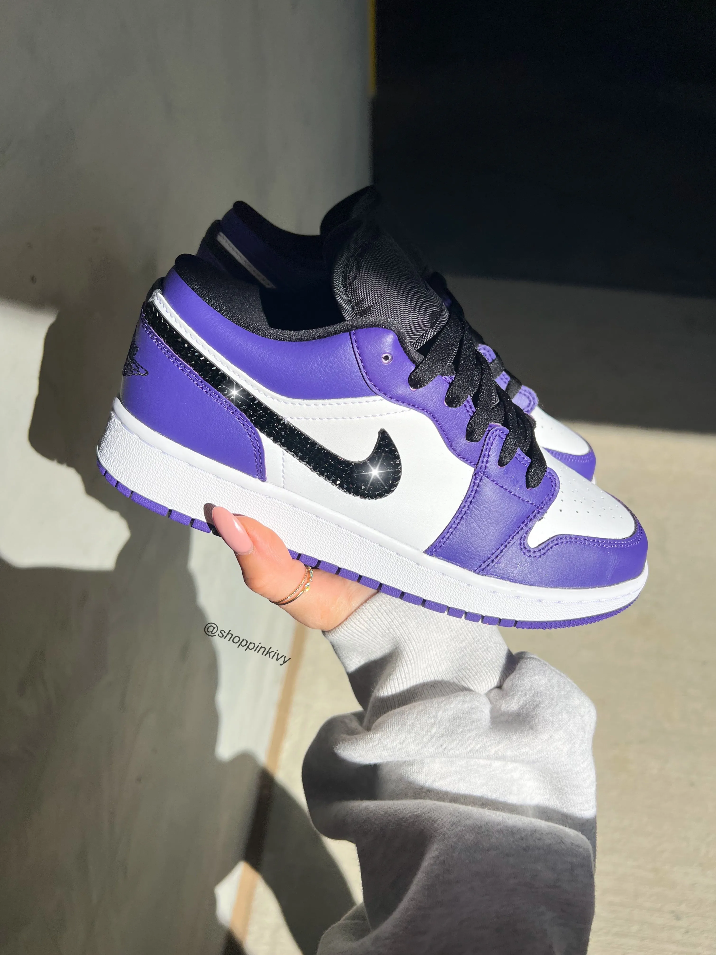 Rare Court Purple Swarovski Women’s Air Jordan 1 Low Shoes