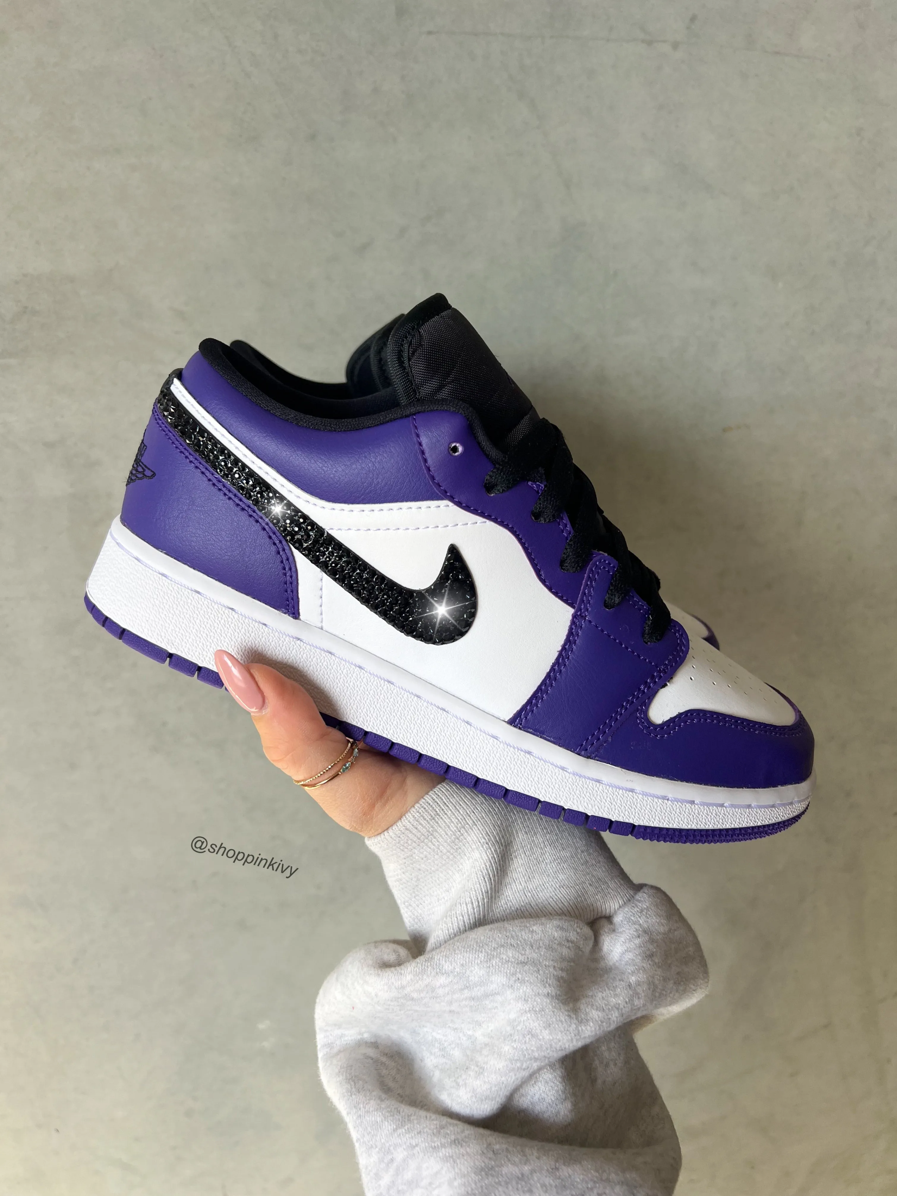 Rare Court Purple Swarovski Women’s Air Jordan 1 Low Shoes