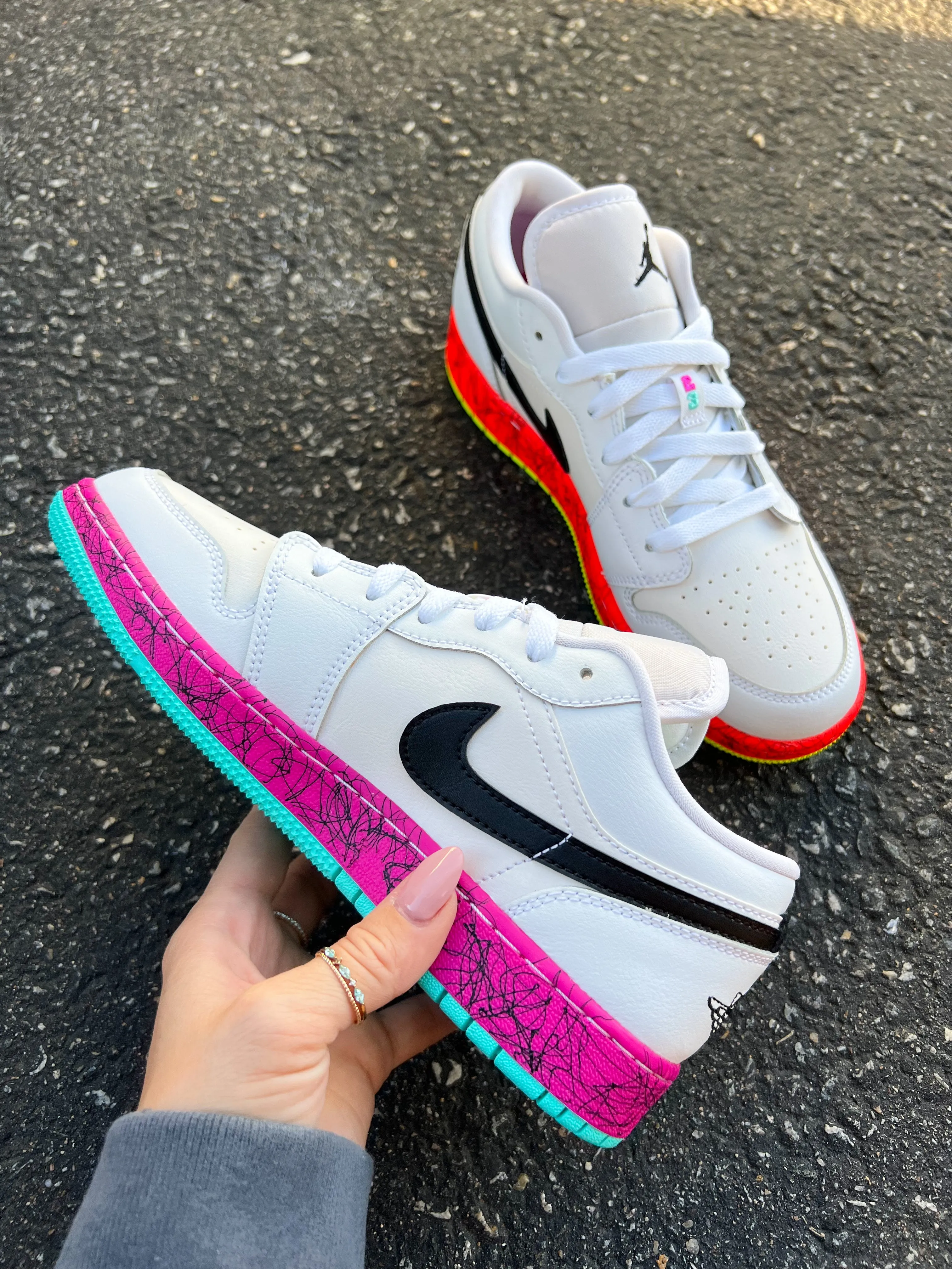 RARE Neon Graffiti Swarovski Women’s Air Jordan 1 Low Shoes