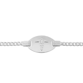 Real silver medical id curb bracelet