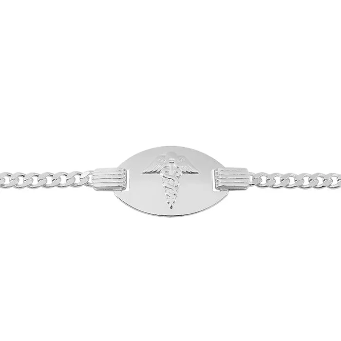 Real silver medical id curb bracelet