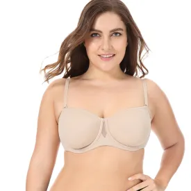 Seamless UnderwirePlus Size Non Padded Nude Strapless Bra