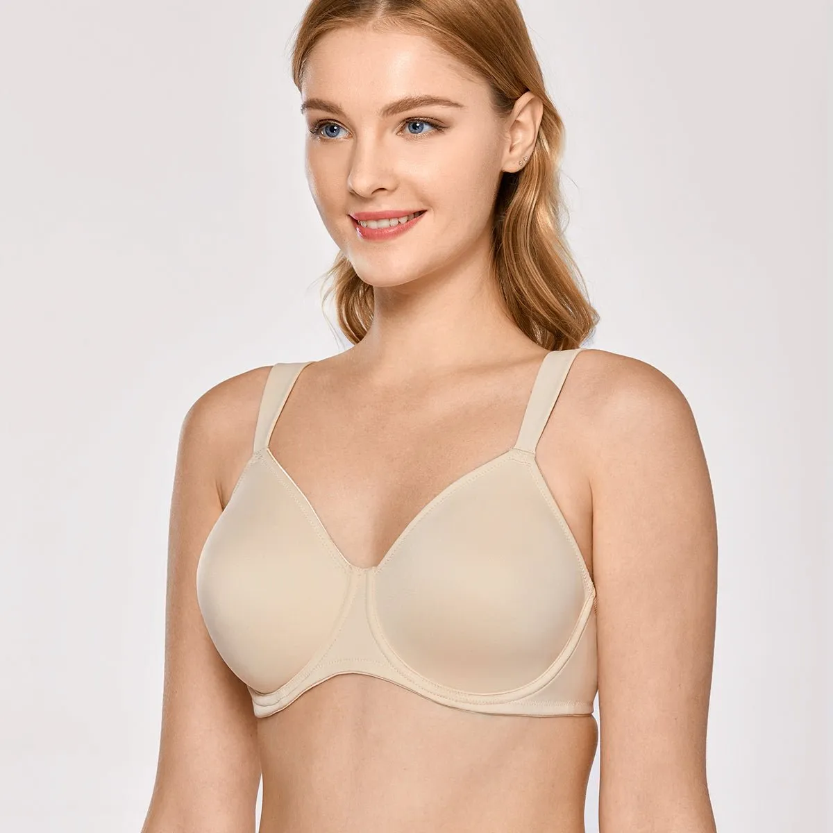 Side Boning Minimizer Underwire Non Padded Support Nude Full Coverage Bra