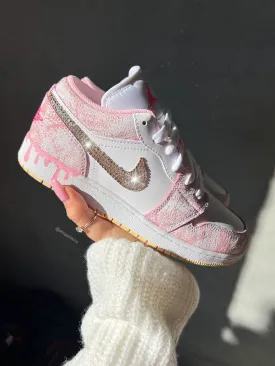 SIZE 7.5 Ice Cream Paint Swarovski Women’s Air Jordan 1 Low Shoes