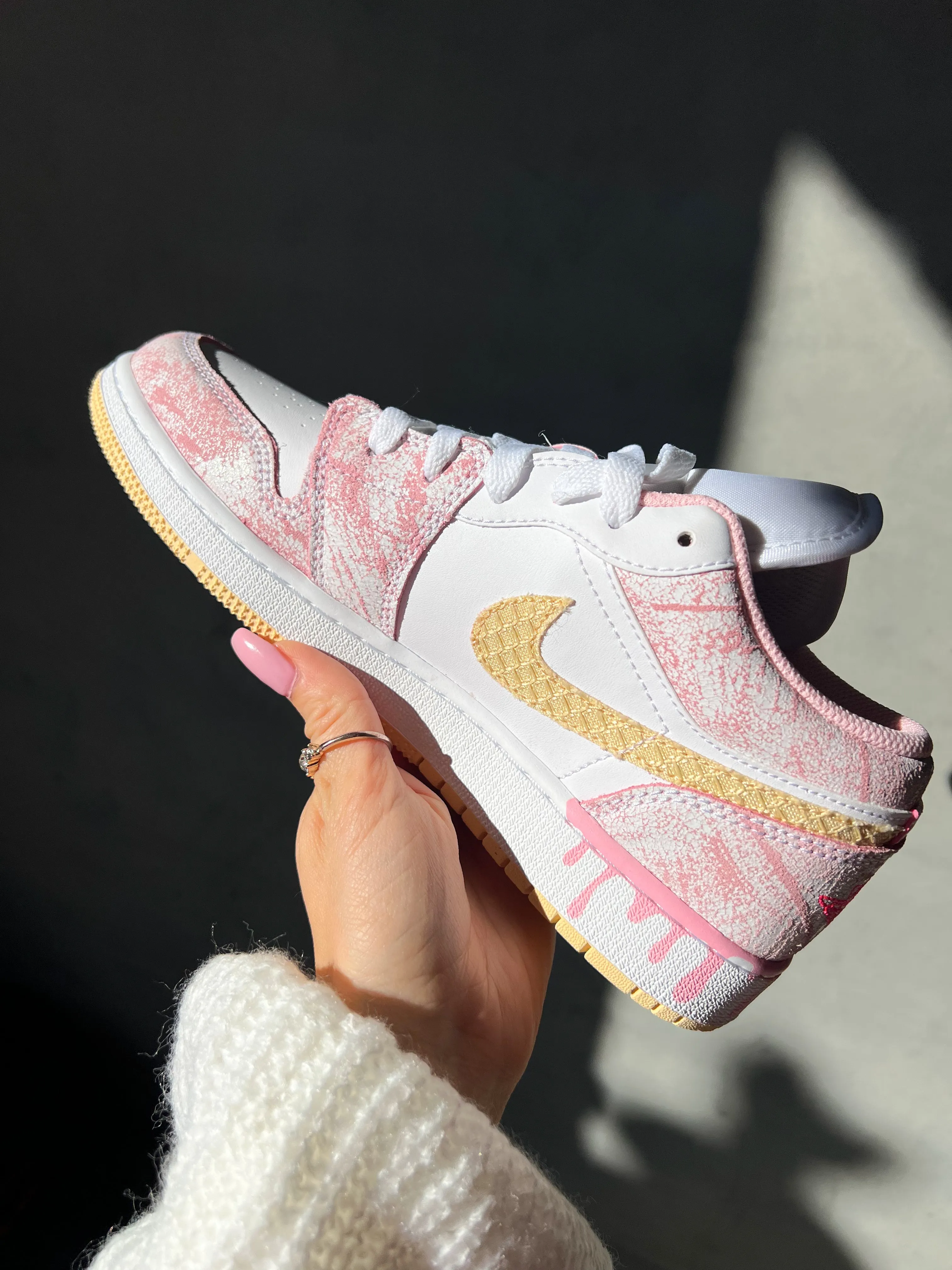 SIZE 7.5 Ice Cream Paint Swarovski Women’s Air Jordan 1 Low Shoes