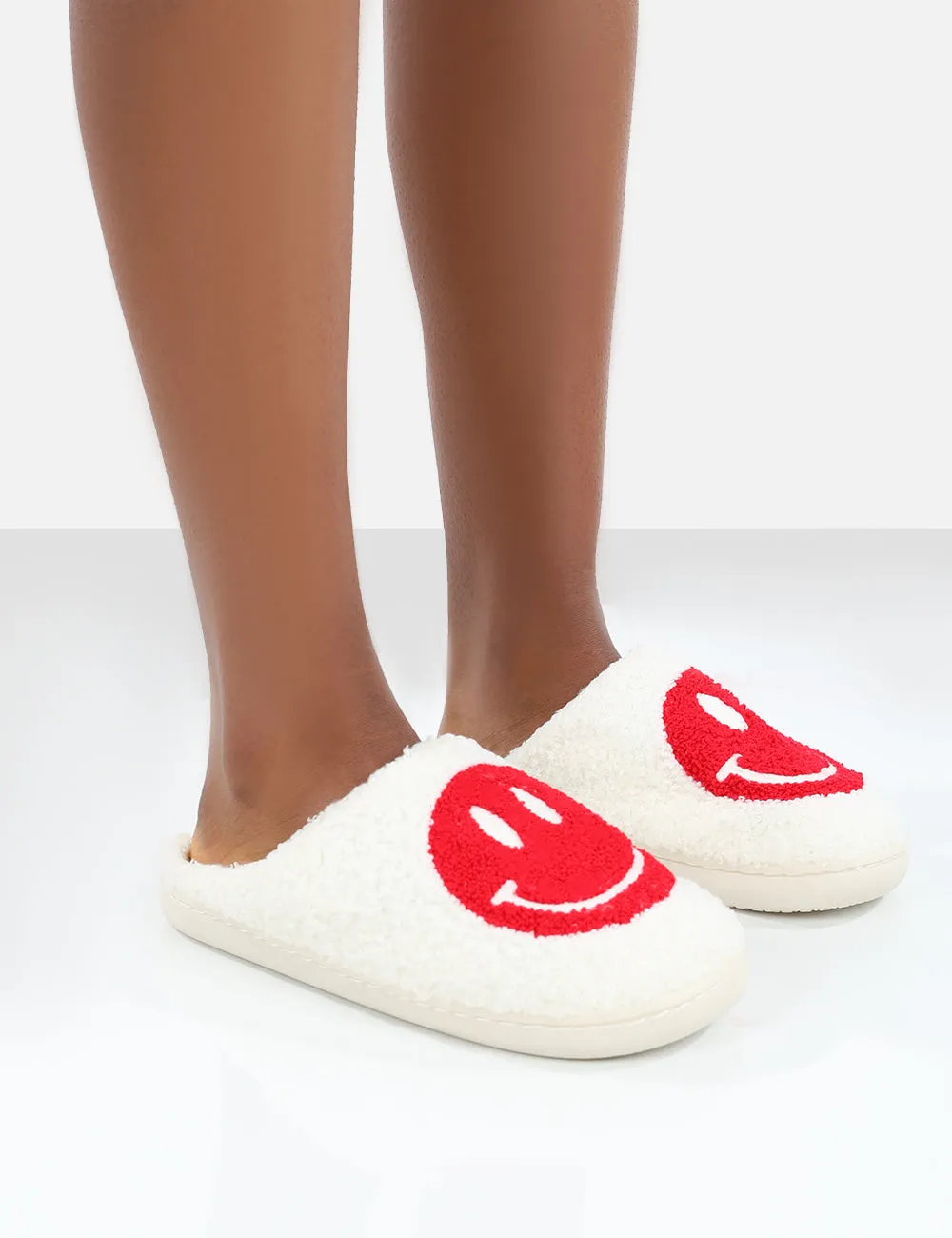 Smile Red Printed Smiley Face Slippers