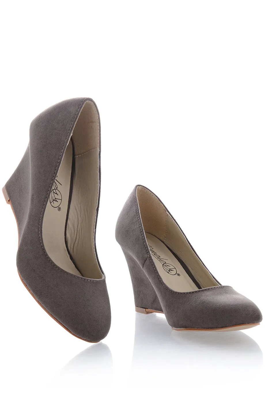 TILDA Gray Suede Wedges