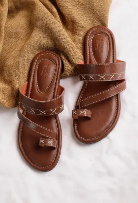 Umber Brown Straps Sliders