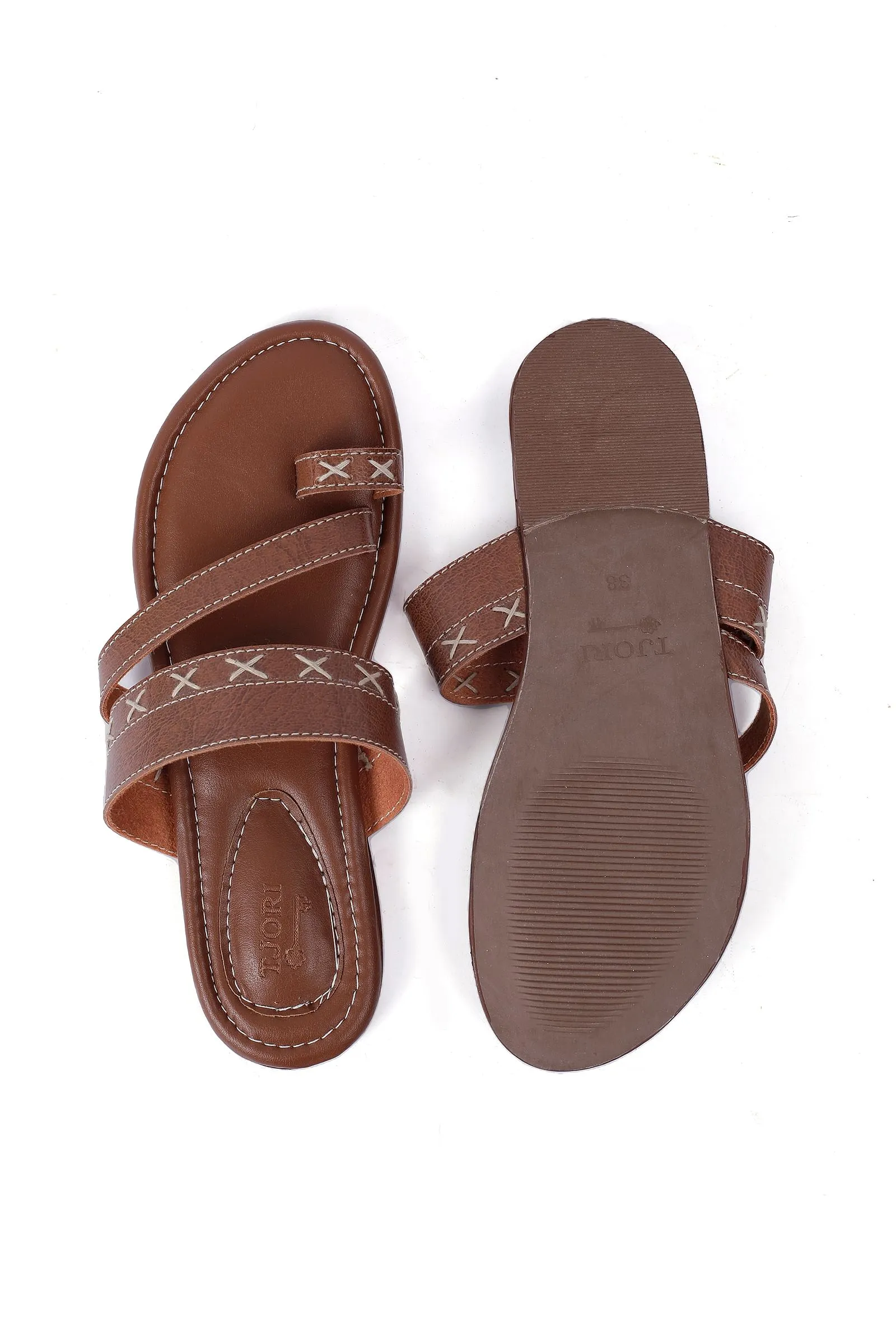 Umber Brown Straps Sliders