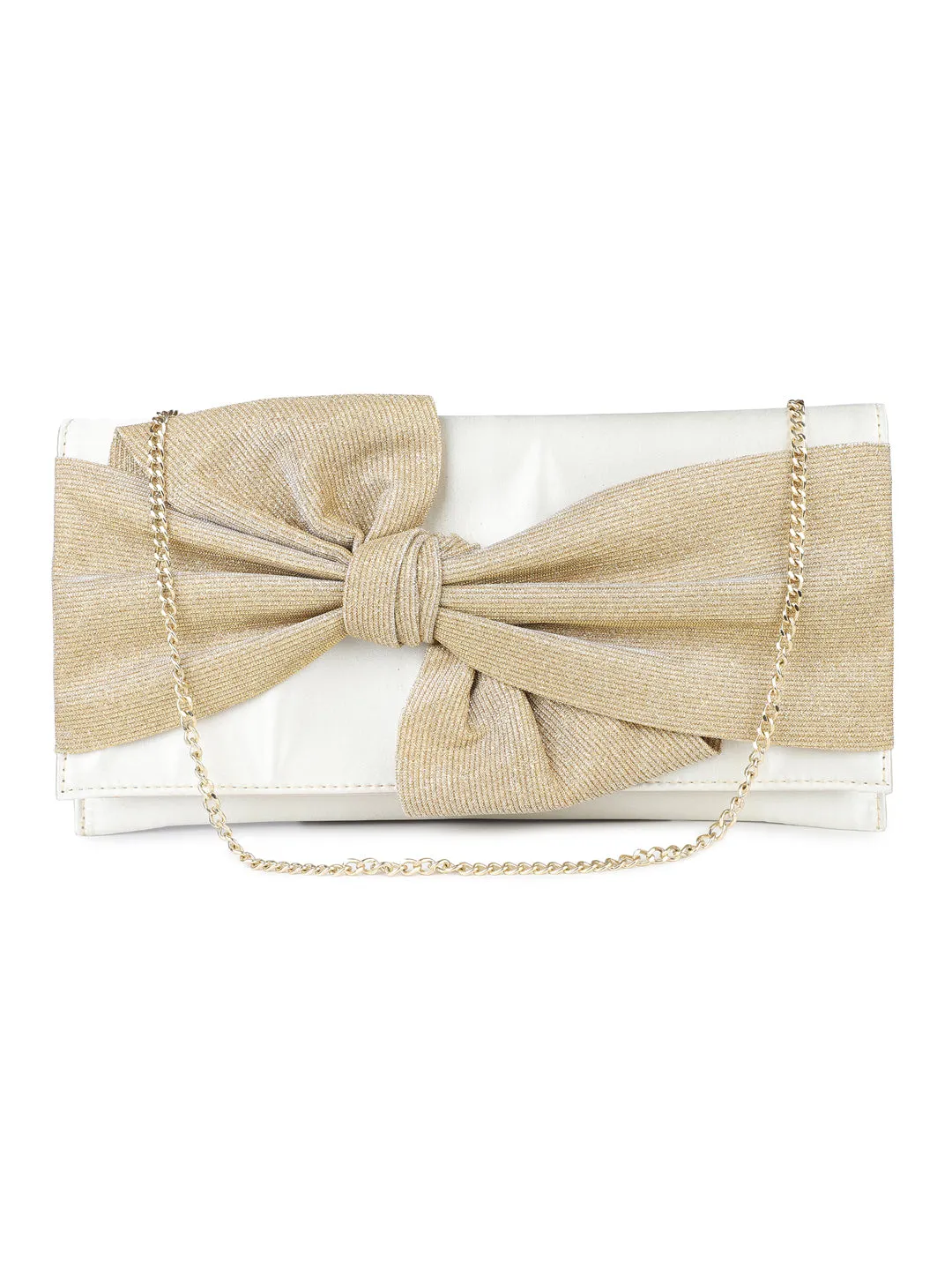 Women Gold Embellished Foldover Clutch