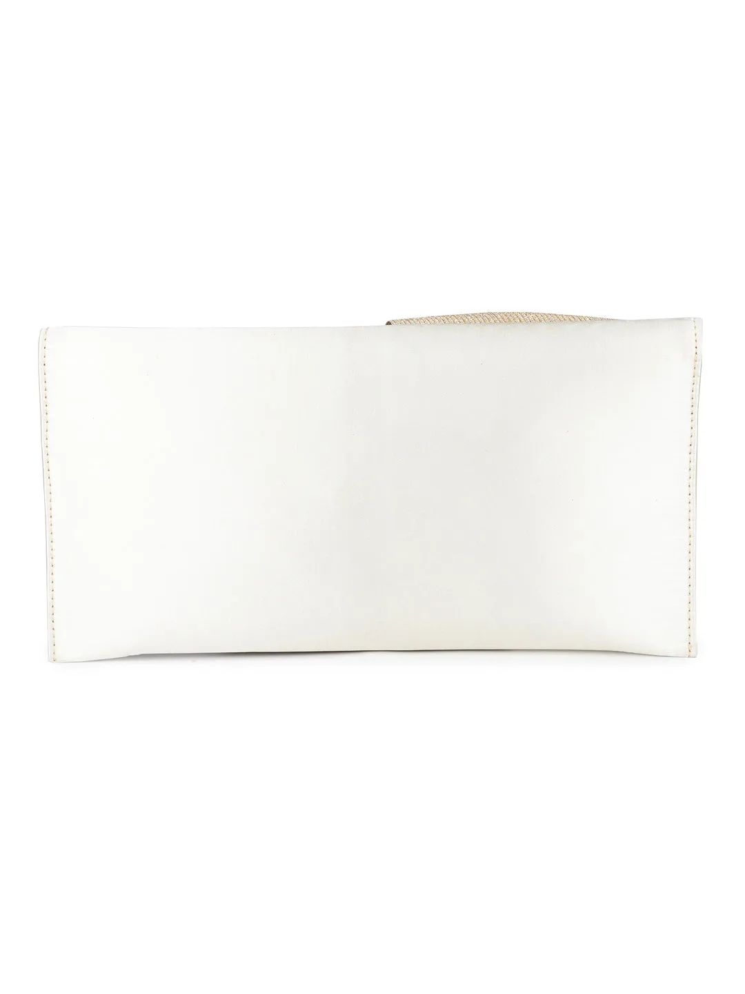 Women Gold Embellished Foldover Clutch